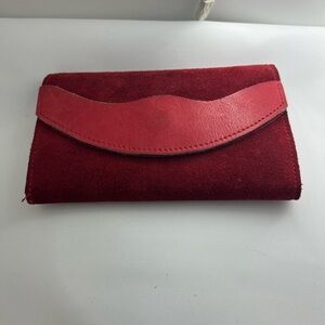 Elegant Red Suede Wallet and Clutch